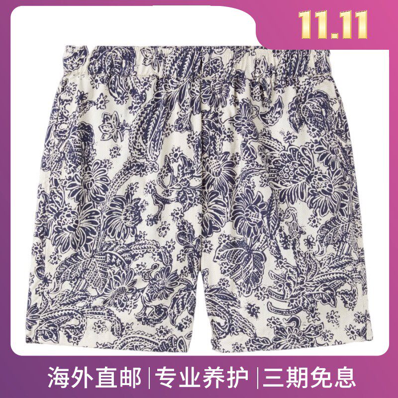 Loro Piana/诺悠翩雅男裤双色花卉印花度假休闲短裤