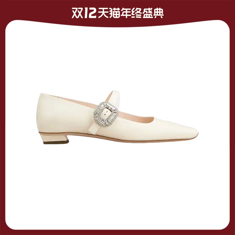 RogerVivier/罗杰维维亚女士芭蕾舞鞋水晶迷你扣摩天高跟皮革新款