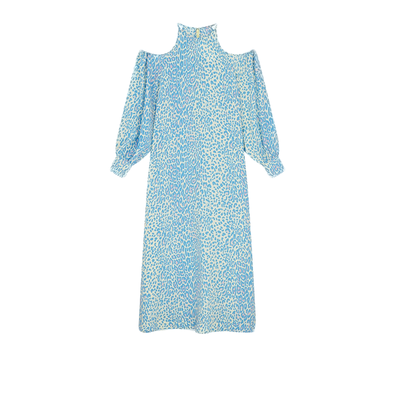 Stella McCartney/斯特拉女士多色宽松版型超长款露肩腰带连衣裙
