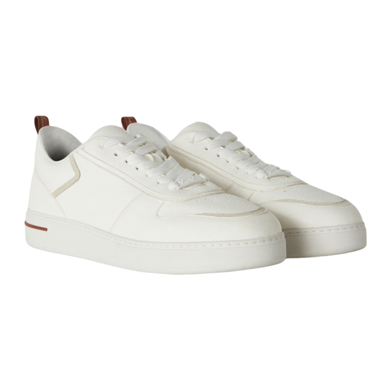 Loro Piana/诺悠翩雅男鞋白色柔软鹿皮休闲低帮运动鞋跑步鞋