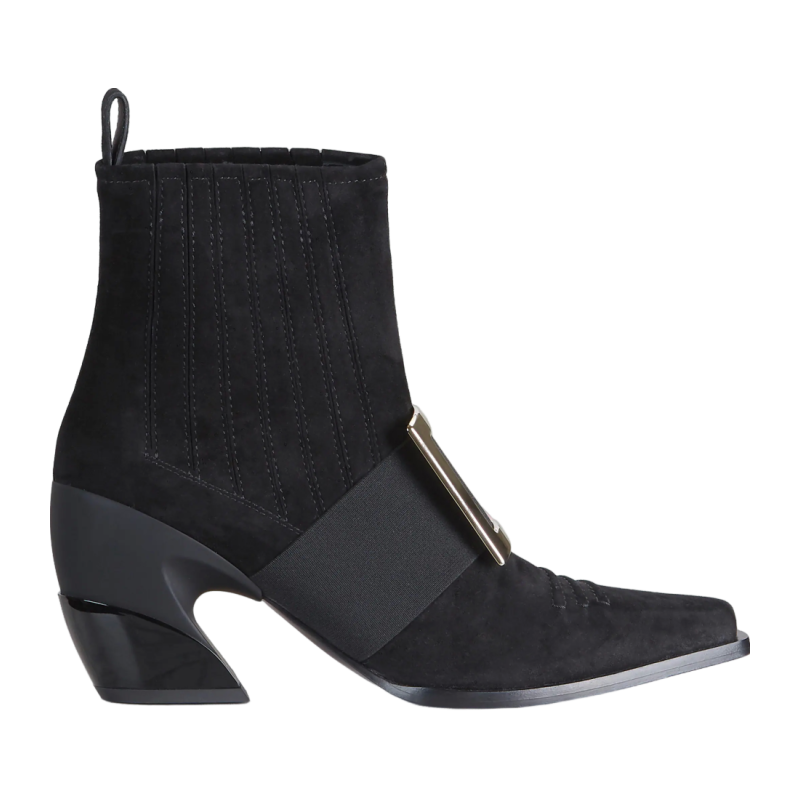 RogerVivier/罗杰维维亚女士靴子裸靴麂皮手工金属搭扣新款