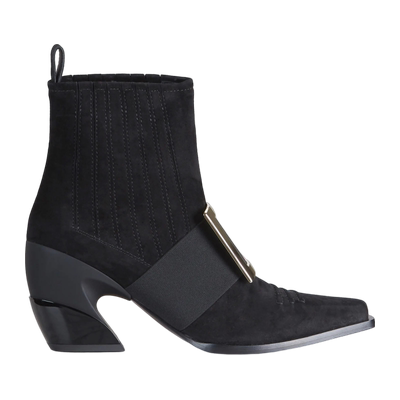 RogerVivier/罗杰维维亚女士靴子裸靴麂皮手工金属搭扣新款