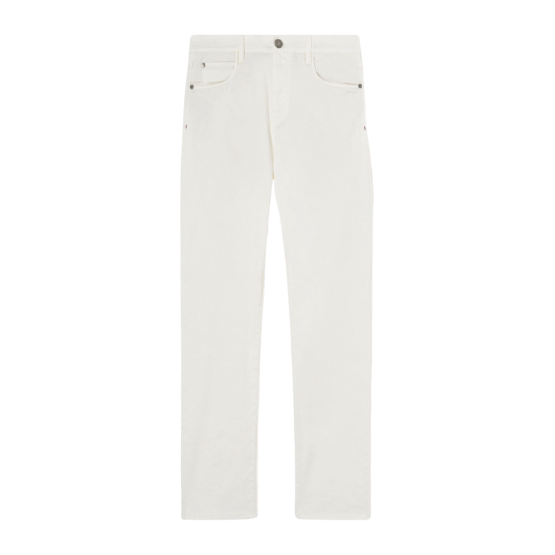 Loro Piana/诺悠翩雅男裤厚实亚麻混纺白色五口袋长裤