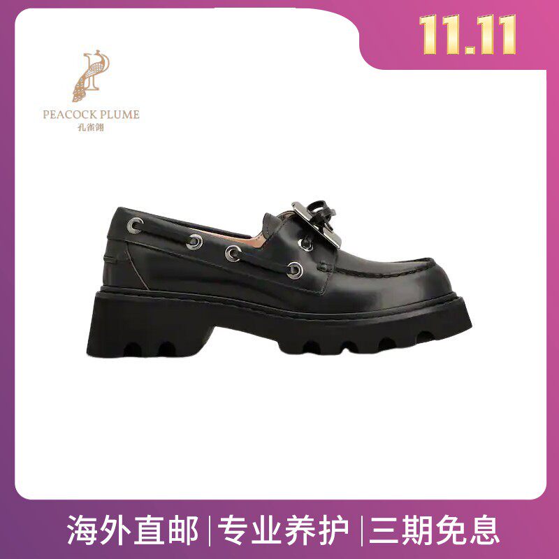 RogerVivier/罗杰维维亚女士莫卡辛鞋小牛皮金属搭扣环形鞋带新款