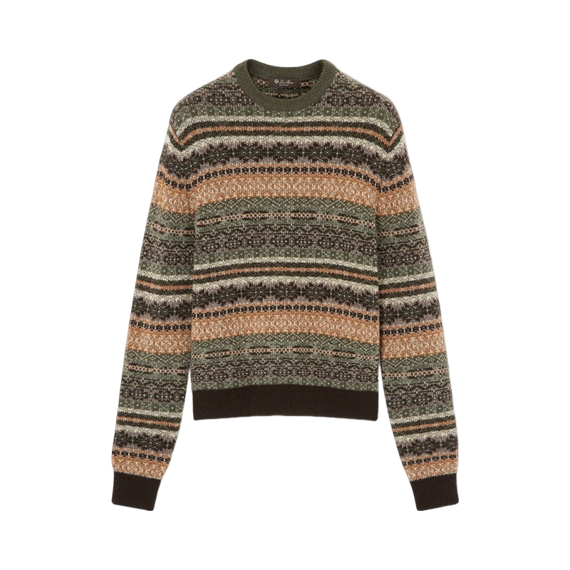 LoroPiana/诺悠翩雅男士针织衫羊毛羊绒混纺九色图案罗纹保暖新款