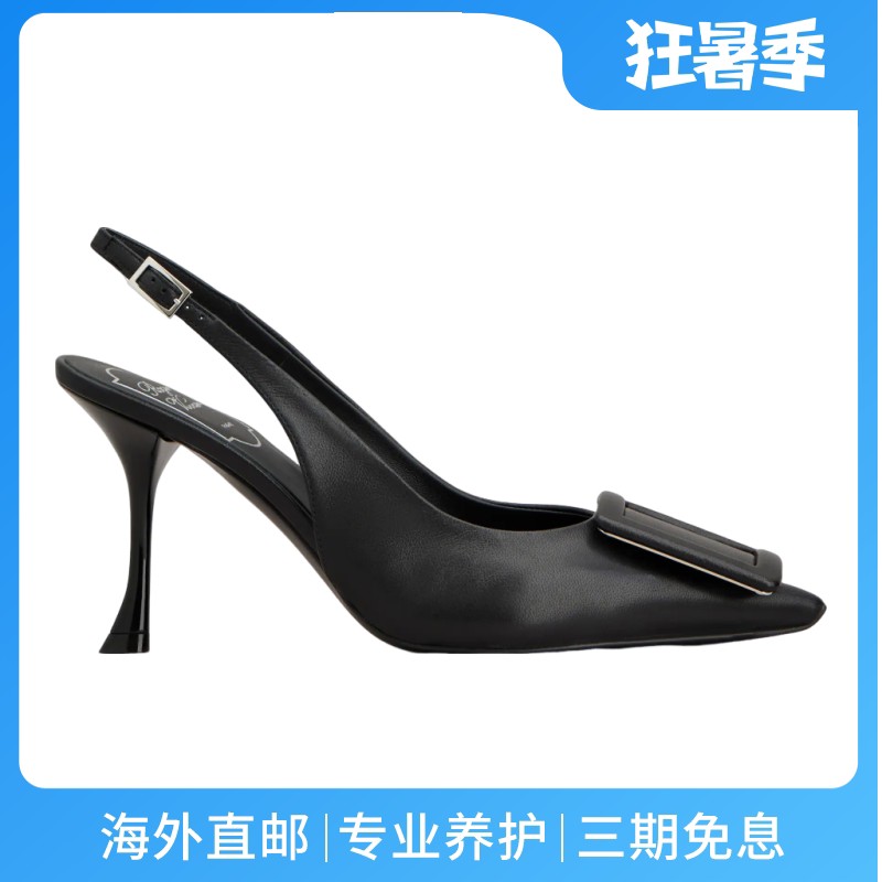 RogerVivier/罗杰维维亚女士高跟鞋小牛皮包边搭扣8.5cm细跟新款