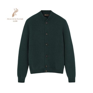 LoroPiana/诺悠翩雅男士针织衫羊绒真丝混纺高领牛角钮扣前襟新款
