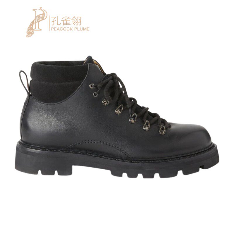 LoroPiana/诺悠翩雅男士靴子裸靴全粒面小牛皮羊剪绒衬里新款