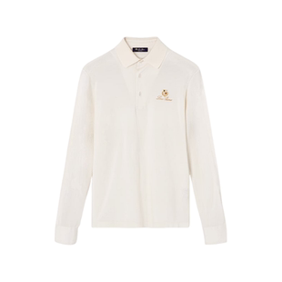 LoroPiana/诺悠翩雅男士衬衫轻质弹力棉刺绣徽标珍珠母贝纽扣新款