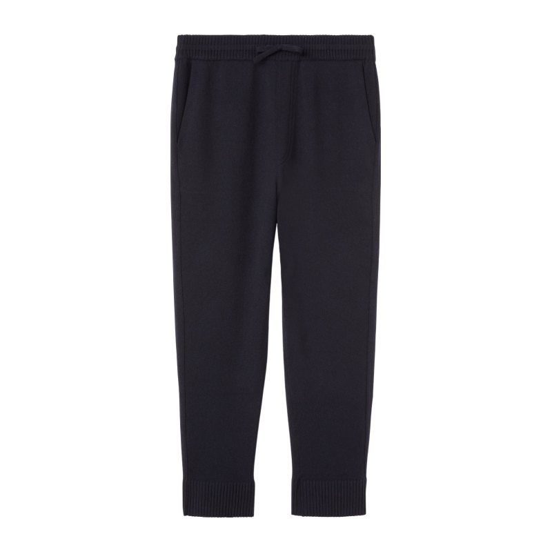 Loro Piana/诺悠翩雅男裤宽松休闲黑色羊绒针织休闲长裤