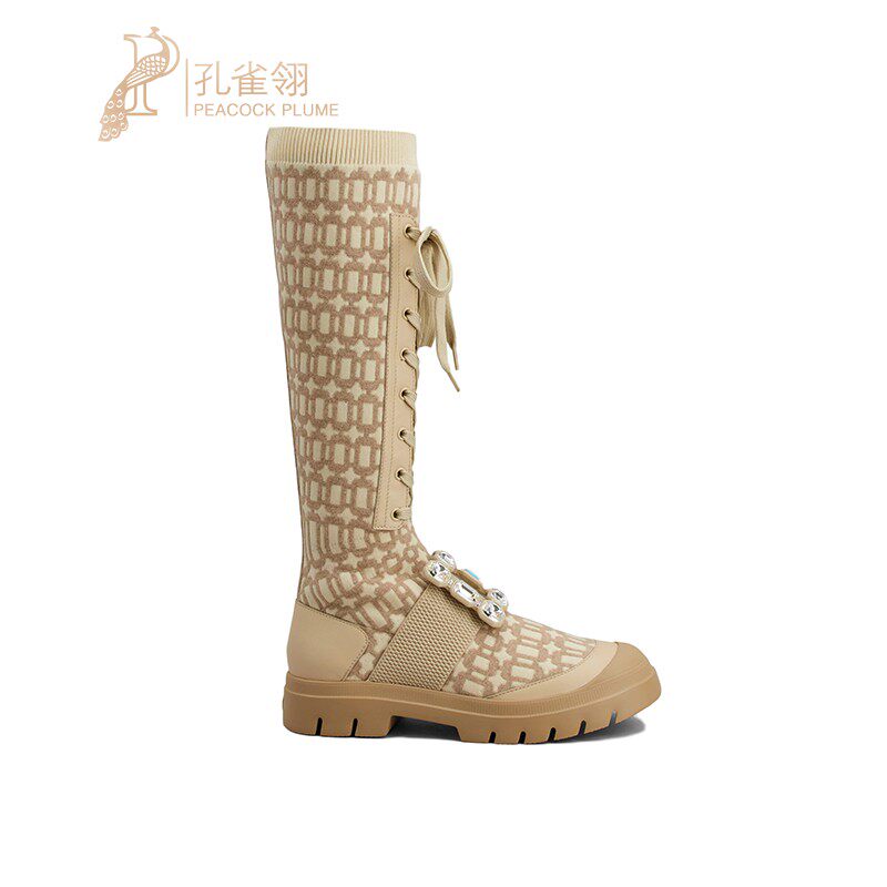 Roger Vivier/罗杰·维维亚女靴2022新品弹力袜筒设计钻扣长靴