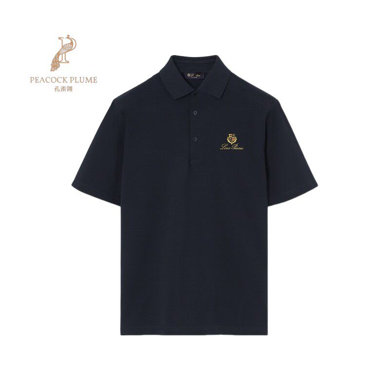 LoroPiana/诺悠翩雅男士T恤轻质棉质匹克珍珠母纽扣徽标新款