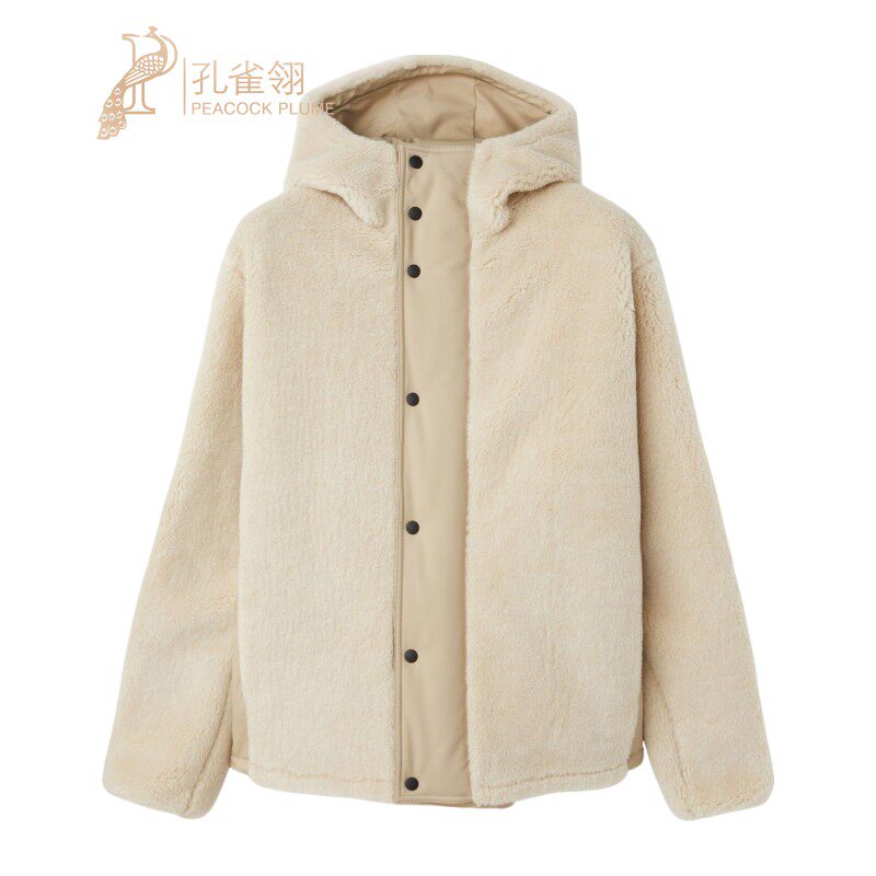 Loro Piana/诺悠翩雅男装米色保暖羊绒和丝绸连帽夹克外套