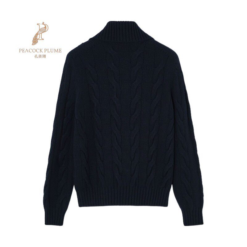 LoroPiana/诺悠翩雅男士针织衫婴儿开士米粗毛透气半拉链罗纹新款