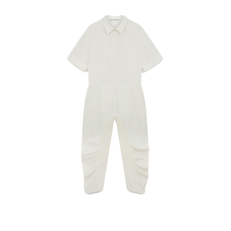 Stella McCartney/斯特拉女士奶油色衬衫领隐藏式纽扣开合连体衣