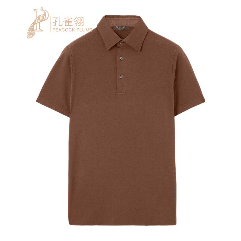 LoroPiana/诺悠翩雅男士T恤秋冬衬衫领Polo棉质匹克面料休闲新款