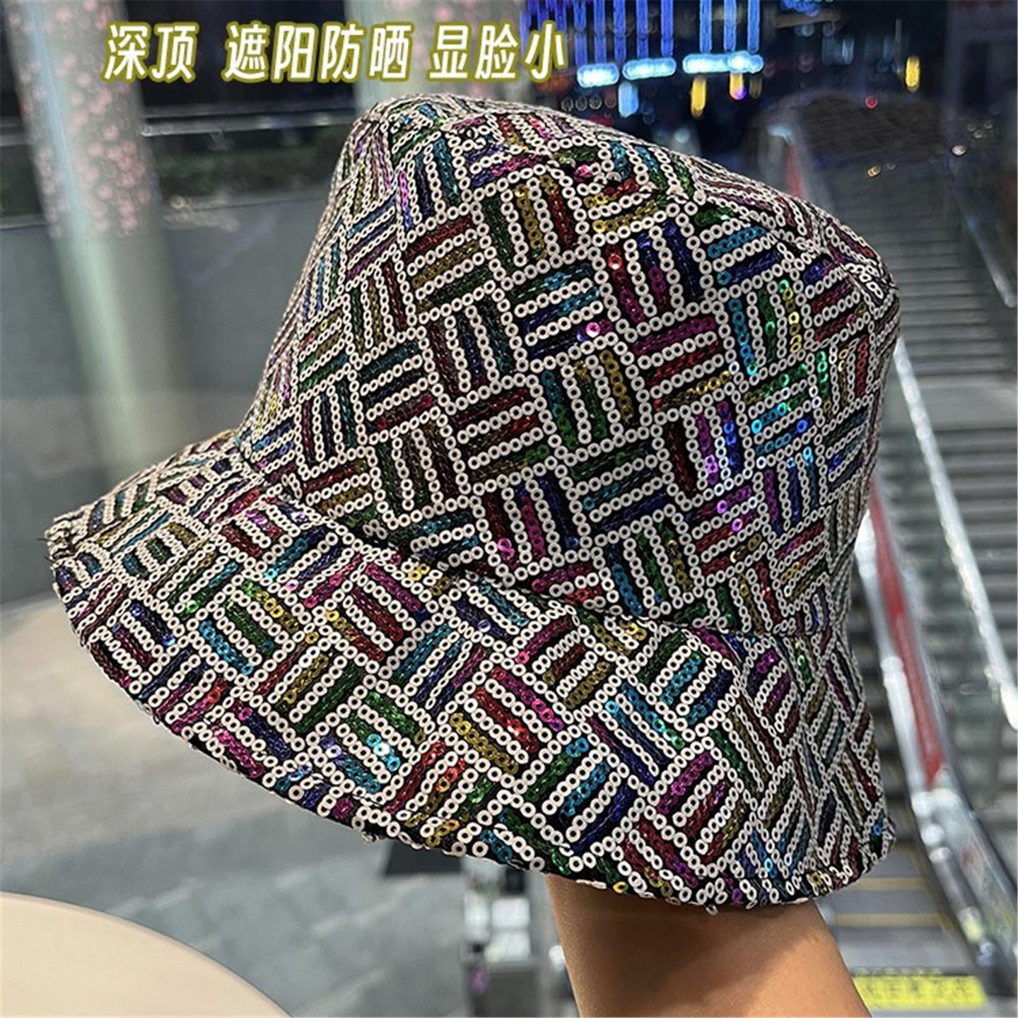 跨境帽子女款春秋亮渔夫帽双面可戴大头围盆帽欧美休闲百搭水桶帽