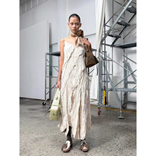 TINA OPEN YY 25秋冬新款亚麻肌理褶皱吊带连衣裙 叠搭