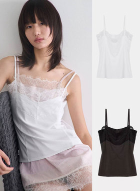 blacklabel 26春夏新款 宽蕾丝边拼接吊带背心 内搭 叠搭 上衣 女
