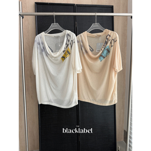 blacklabel 26夏季新款 超薄堆堆领短袖T恤上衣tina open yy 防晒