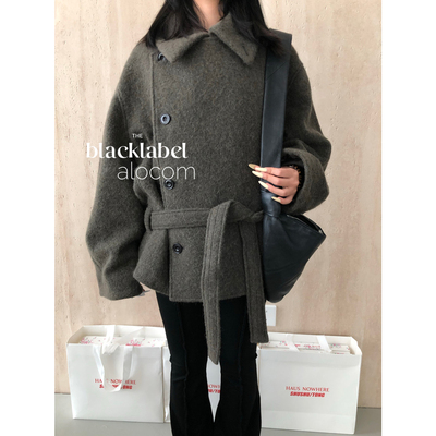 y开发～lem25秋冬新款羊驼毛老钱风金敏喜同款大衣短款毛呢外套