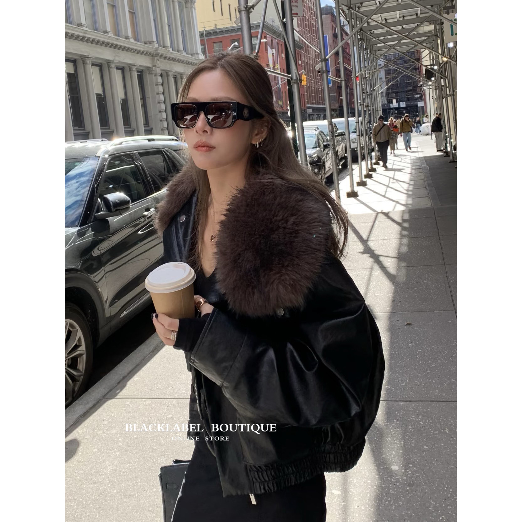 同面料 店主自留 25秋冬新款毛领皮衣夹克夹棉短外套 女 大衣棉服