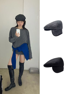 直井怜同款TINA OPENYY 25FW秋冬经典羊毛护耳帽贝雷帽鸭舌帽