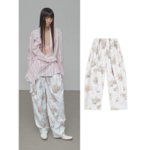 open blacklabel 轮廓版 型tina 26早春花卉满幅褶皱休闲裤 女款