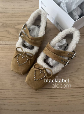 真皮麂皮！TINA OPEN YY 25秋冬新款芭蕾平底鞋 羊羔毛 毛毛鞋