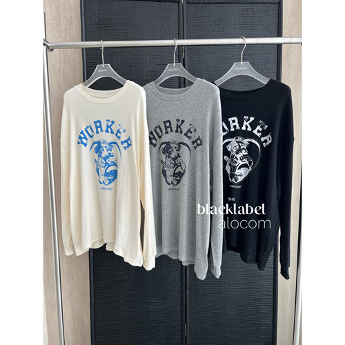 正确版TINA OPEN YY 25早秋新款 小狗印花宽松圆领长袖卫衣