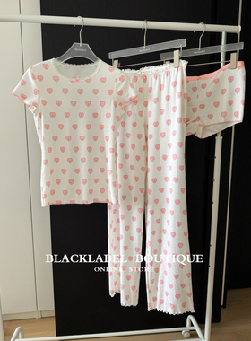 blacklabel 爱心字母印花 少女甜美爱心短袖 裤子 短裤 睡衣套装