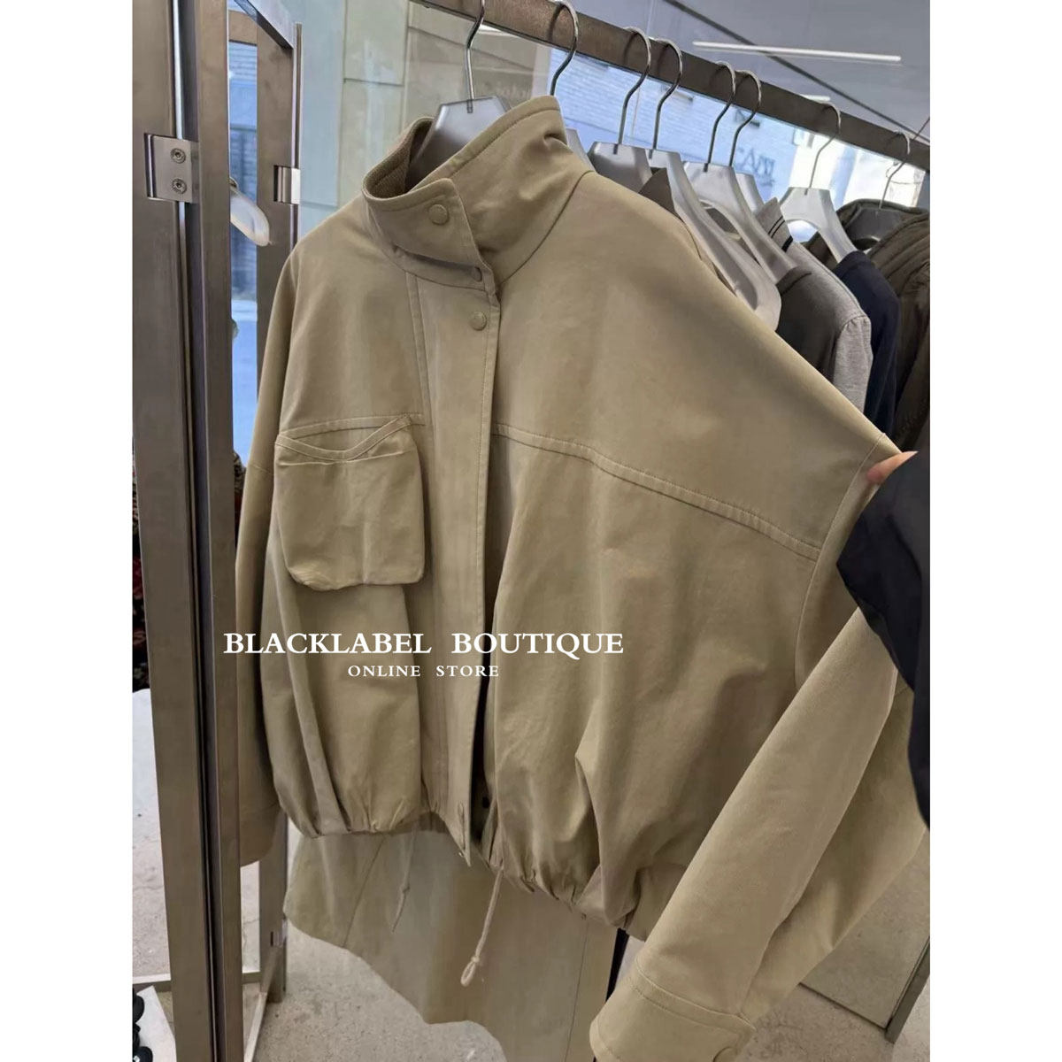 强推~blacklabel 26早春新款立领短外套女廓形垂感工装风衣夹克