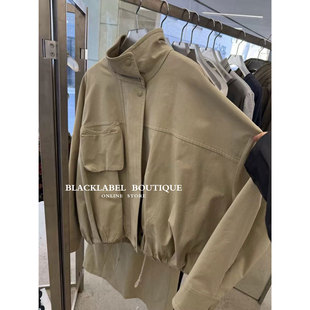 强推~blacklabel 26早春新款立领短外套女廓形垂感工装风衣夹克