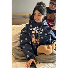 y版开发 满印星星字母印花加厚卫衣外套女25秋冬新款tina open yy