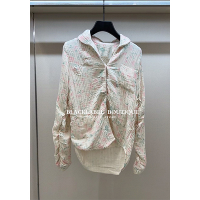 TINA OPEN YY 26早春新品 碎花褶皱修身衬衫 上衣