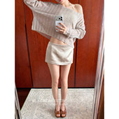 26夏季 香槟 新款 mini裙裤 黑色半身裙裙子 雾面缎感 blacklabel