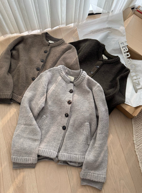 25秋冬新款复古假两件毛衣开衫上衣外套 针织毛衣  女 极简老钱风