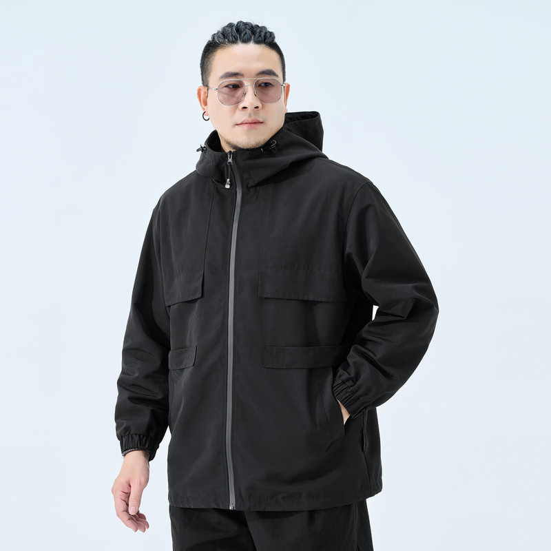 半墨大码男装户外冲锋衣式夹克男春季新款宽松防风防水连帽外套男,男装,夹克,淘宝优惠券,粉丝福利购,淘宝优惠卷