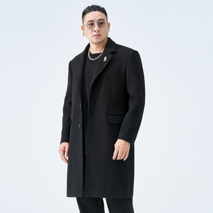 半墨大码男装正肩毛呢大衣男中长款2023冬季中国风商务休闲外套潮