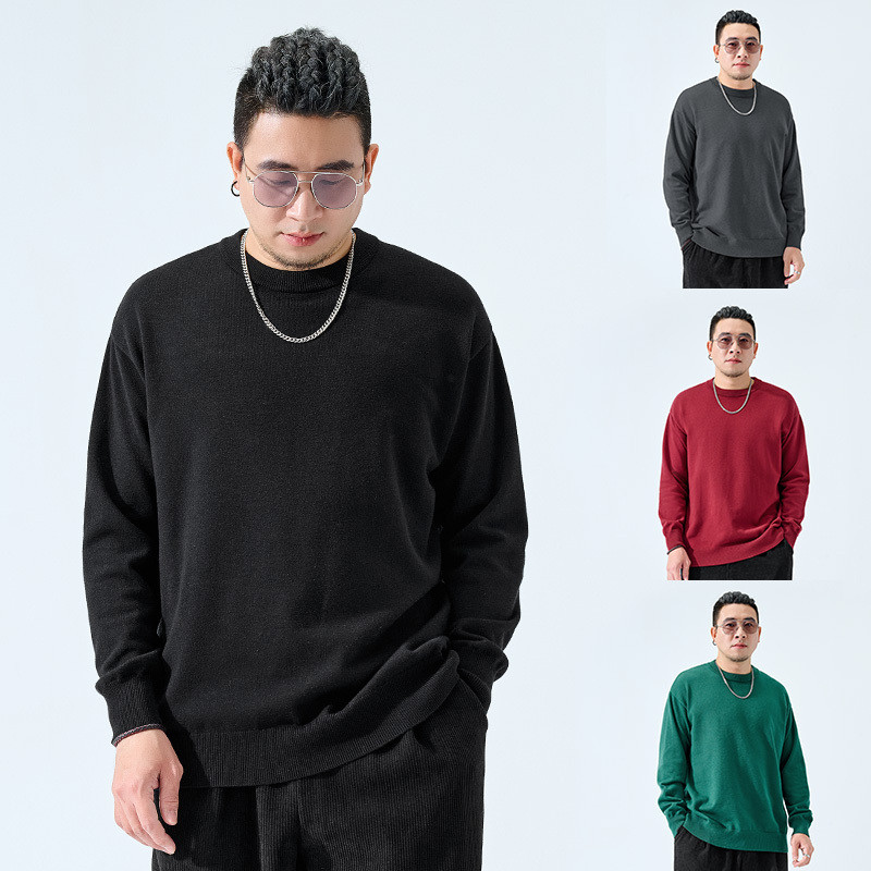 半墨毛衣男宽松加肥加大肥佬内搭简约胖子大码圆领套头毛线针织衫,男装,针织衫/毛衣,淘宝优惠券,粉丝福利购,淘宝优惠卷
