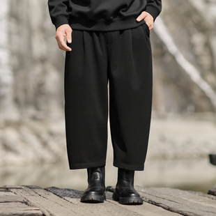 半墨大码男装八分灯笼裤男秋季新款加肥加大300斤胖子呢感直筒裤