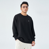 华夫格卫衣男宽松圆领打底衫 半墨大码 男装 加肥加大加绒卫衣胖子潮