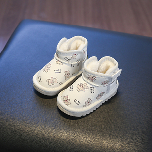 儿童防滑雪地靴大棉保暖棉鞋 宝宝加绒学步鞋 防水卡通靴子 新款 冬季