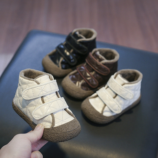 儿童薄绒小靴子1 加绒婴幼儿防滑学步鞋 5岁雪地靴 宝宝棉鞋 秋冬季