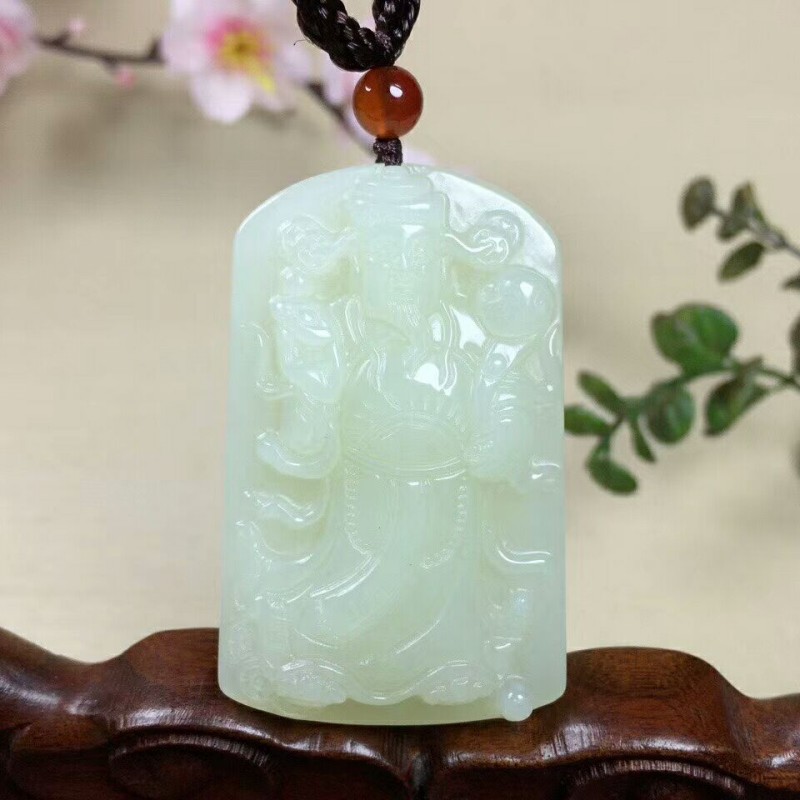 天然吊坠财神挂件新疆和田玉