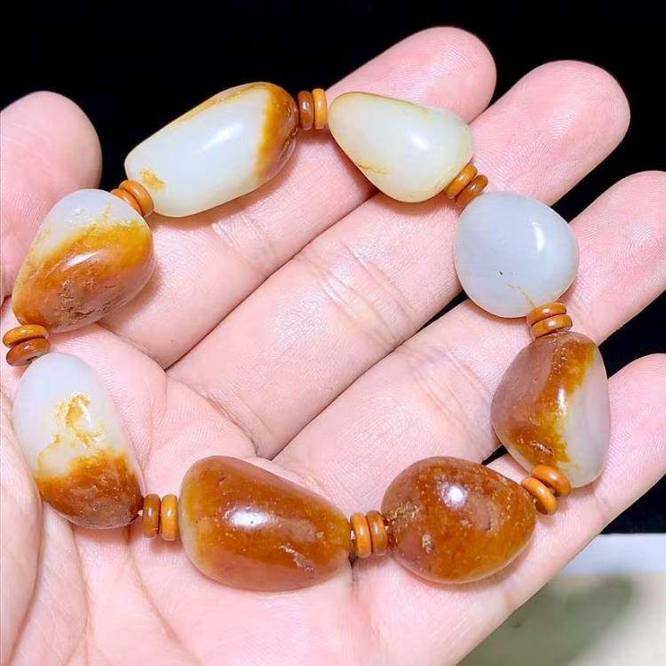 保真和田玉手链正品玉石玉器原石籽料手链手串男款玉手链手串包邮