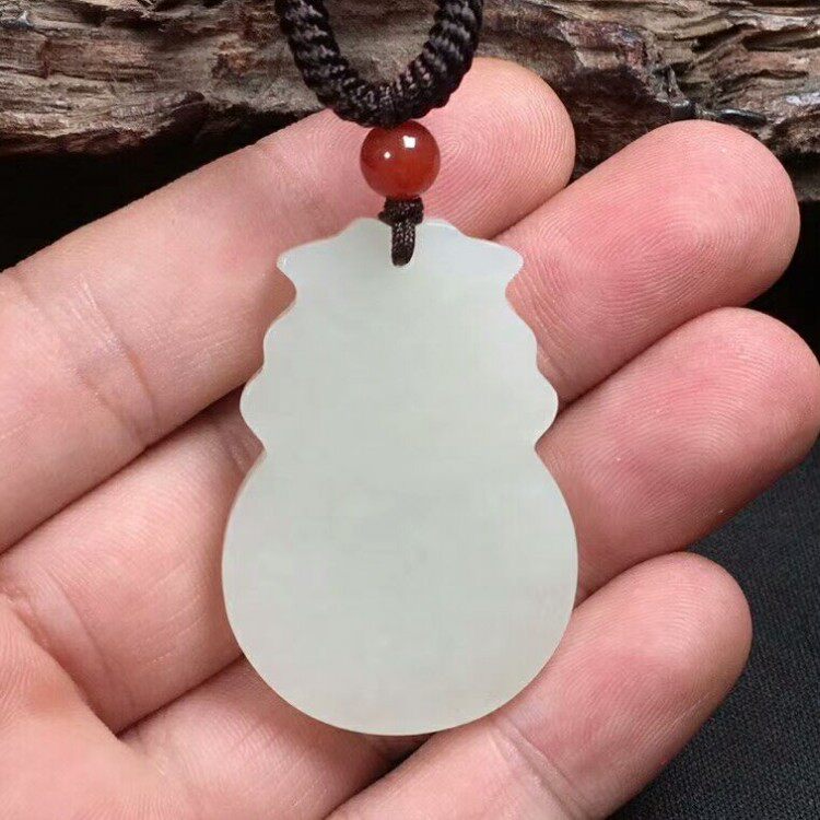 新疆和田玉吊坠无事牌和田白玉平安牌玉挂件平安无字牌毛衣链送证