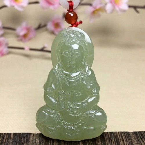 正品新疆和田玉观音吊坠男士玉佩玉牌观音玉吊坠挂件项链玉坠包邮