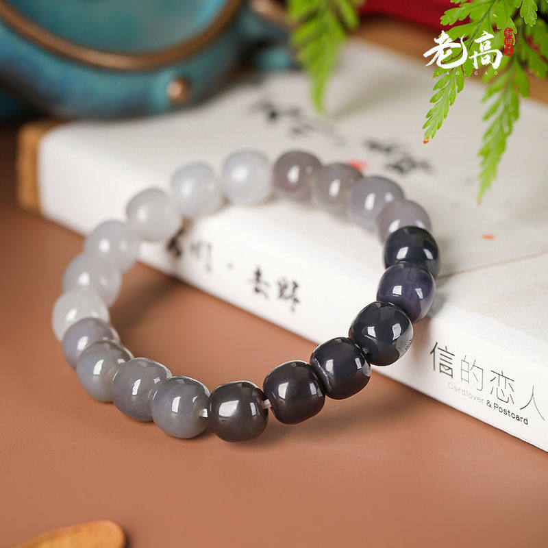 桶珠和田玉手串送证书