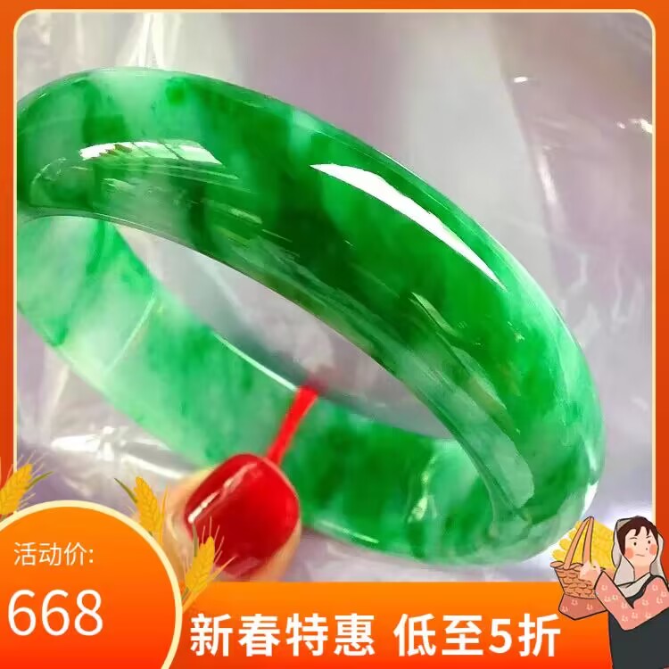 高品质缅甸翡翠手镯女款正圈手镯